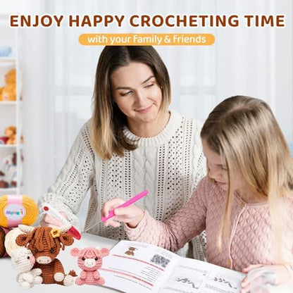 Mewaii Crochet Kit for Beginners, 3 Pack Highland Cows Craft Set - Image 5