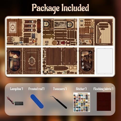 KERNOWO Book Nook Kit, DIY 3D Wooden Puzzles for Adults, Teens and Beginners, Miniature Tiny House Kit for Bookshelf Decor, Bookish Gift for Family, Friends, Book Lovers (Library) - Image 3