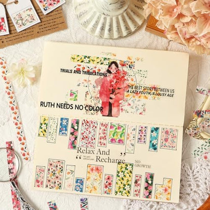 80 Pcs Vintage Botanical PET Flower Stickers Pack, Long Strip Transparent Floral & Green Leaf Borders for Scrapbooking, Aesthetic Nature Journaling Supplies for Card Making, DIY Crafts, Planner - Image 2