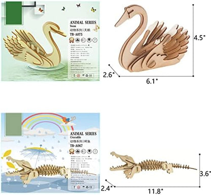 3D Wooden Wild Animal Puzzle - 6 Piece Set Wood Wild Animals Skeleton Assembly Model Kits - Wooden Crafts DIY Brain Teaser Puzzle - STEM 3D Puzzle Gifts for Adults & Teens - Image 4
