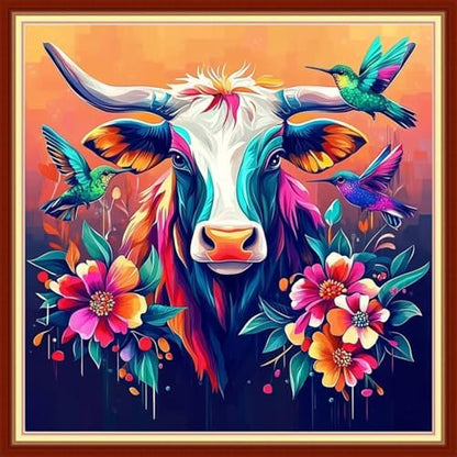 Redxing Stamped Cross Stitch Kits Embroidery kit for Beginners Adults Full Range of Embroidery Patterns Starter Kits DIY Printed Cross Stitch Kits Needlepoint Kits 11CT-Colored Bull 18x18 inchs by RedxingStampedCrossStitchK