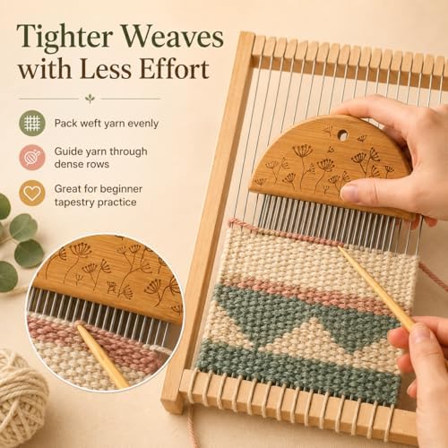 Garneck Wooden Weaving Tool Set with Steel Needle, for DIY Crafts - Image 3