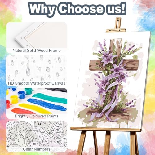 Kalonyth Cross Framed Paint by Numbers Kit for Adults Beginner 8x12 inch - Image 4