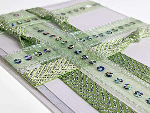 Ribbon Storage DIY Greeting Card Kit-Ribbon Cards-Handmade DIY Card Kits-Craft Kits for Kids and Adults-Card Making Kit, Thank You and Birthday Cards-Card Maker Kit for 10 Project Card (Lucky Green) - Image 3