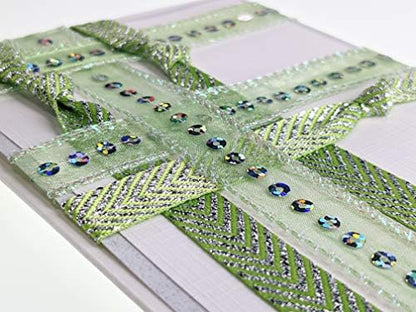 Ribbon Storage DIY Greeting Card Kit-Ribbon Cards-Handmade DIY Card Kits-Craft Kits for Kids and Adults-Card Making Kit, Thank You and Birthday Cards-Card Maker Kit for 10 Project Card (Lucky Green) - Image 3