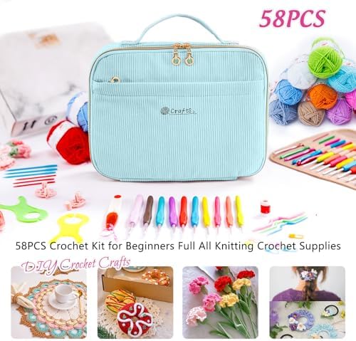 MYBAGZING Crochet Kit for Beginners,Yarn Starter Kit w/Hooks & Storage Bag - Image 4