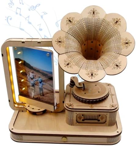 CUBERIE 3D Puzzles for Adults, Gramophone Wooden Model kit Music Box Gifts for Woman man, Assembly Three-D Wood Puzzle Decor with Acrylic Picture Frame, Toys for Ages 14 and up by Tuyrubb