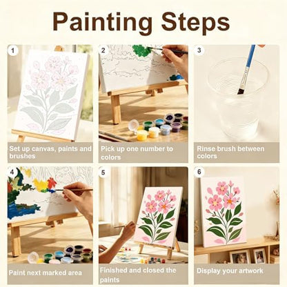 Gemozaic 4 Pack Paint by Numbers Kit for Adults with Frame, Easy Flowers - Image 6