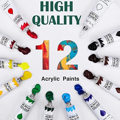 ESRICH Canvas Painting Kit, Acrylic Paint Set with 30 Paint Brushes - Image 4