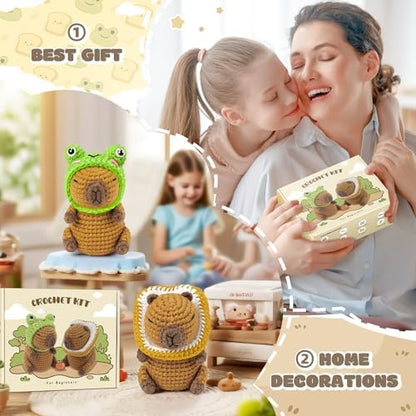 2PCS Capybara Crochet Kit for Beginners Starters Crocheting Kit for Adults - Image 6