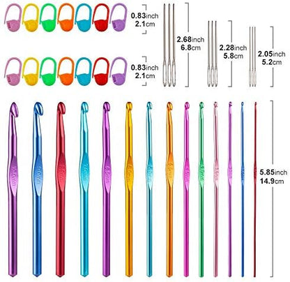Vodiye 14 Sizes Crochet Hooks Set, 2.0-10.0mm, Metal Crochet Needles - Image 5