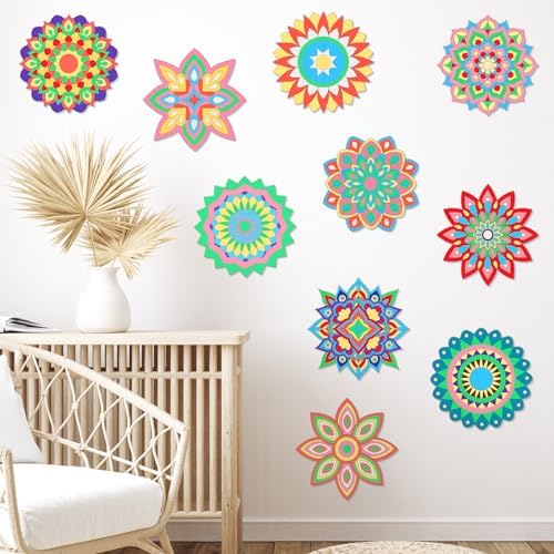 Vercraft 22 Pcs Wooden Mandala Painting Set 10 Cutouts 12 Markers, Artsy - Image 6