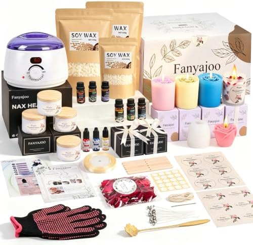 Fanyajoo Candle Making Kit,Candle Making Kit for Adults & Beginners–1200g Soy Wax，Digital Wax Melting Pot, Floral Candle Molds, Gift Boxes,Complete DIY Set，Perfect for Home Crafts & Giftin by Unknown