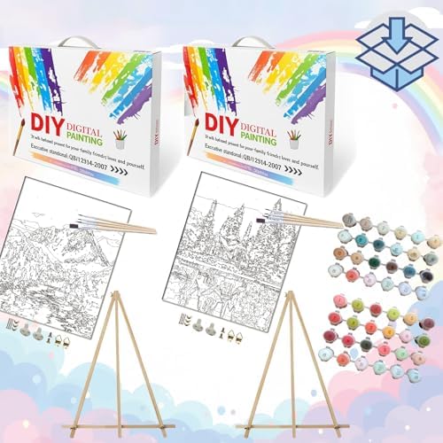BAISITE Paint by Numbers Kit for Adults,16" Wx20 L 2 Pack Canvas for Painting Kits for Adults in Colorful Box 219220 Already Framed - Image 3