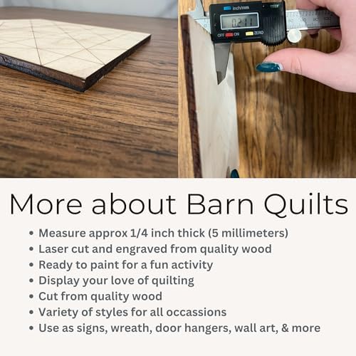 Set of 4 Coasters Small Barn Quilt Kit DIY Pattern Unfinished Wood Quilting Block Sign Paintable Art for Adults and Kids (Log Cabin, Road to Oklahoma, Slip Knot, Rail Fence) - Image 2