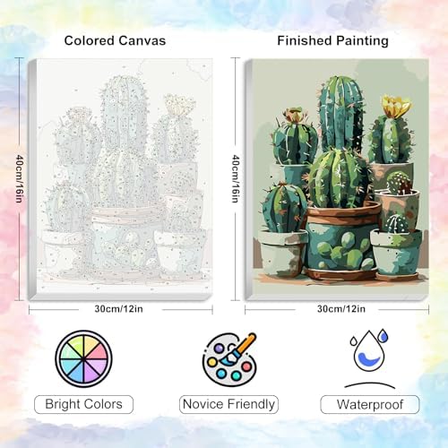 Yezavesu Cactus Framed Paint by Numbers Kit for Adults Beginner - Image 3