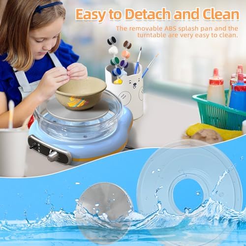 Mini Pottery Wheel Kit for Kids - 4.7" Turntable Two-Way Rotation Electric Pottery Machine, Adjustable Speed, Low Noise, Clay Wheel DIY Kit for Teens Adults Beginners, Pottery Tools Included - Image 5