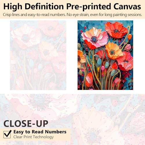 TUMOVO Flowers Floral Paint by Numbers Kit for Adults Easy - Image 3