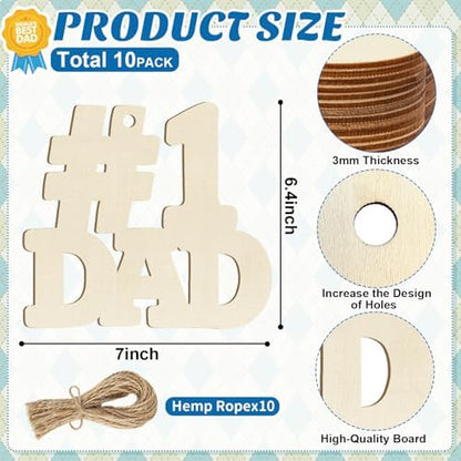 Wooden Fathers Day Crafts for Kids DAD Letter Ornaments to Paint 7 Inch, Large Size Father's Day Wooden Daddy Cutout DIY Blank Unfinished Wood Father's Gifts Ornament for Crafts Hanging Decorations - Image 2