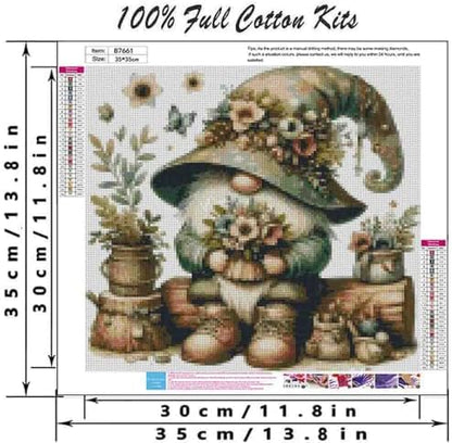 DYAIANGMU Gnome Stamped Cross Stitch Kit for Adults 13.7x13.7 inches - Image 2
