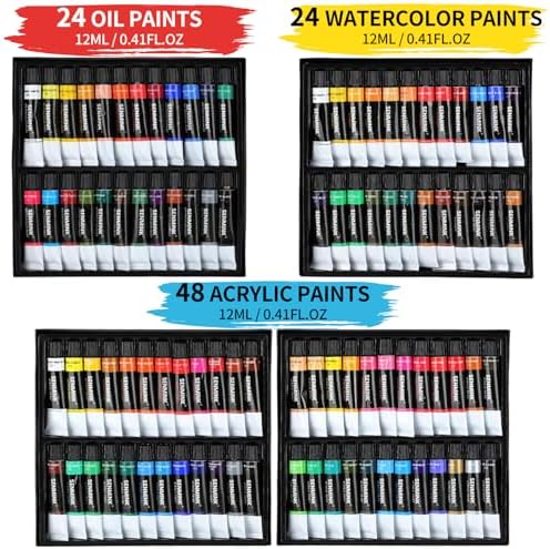 187Pcs Professional All-in-One Art Painting Kit with Aluminum & Beech Wood Easel, 96 Acrylic, Watercolor & Oil Paint Set, Complete Art Supplies Painting Set for Adults, Artists, Beginners - Image 3