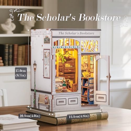 CUTEBEE Book Nook Kit - DIY Miniature House Dollhouse Kit for Adults and Teens, Booknook Tiny House Bookshelf Decor 3D Wooden Puzzle, Gifts for Family, Friends (The Scholar's Bookstore) - Image 2