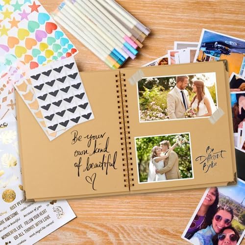 Joyberg Scrapbook 80 Pages, Scrapbooking Supplies 8 x 8 In, junk journal Album Suitable for Album Memory Book Wedding, Anniversary Family, DIY Craft Projects (Brown) - Image 2