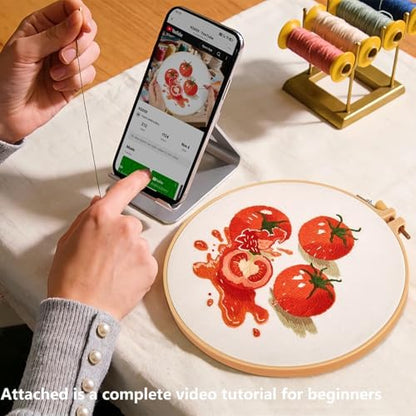 Tomato Embroidery Kits for Beginners Adults, Hand Embroidery Starter Kit, Cross Stitch Kits for Beginners DIY Craft Kits for Adults Women, Entire Set of Embroidery Supplies【Full-length Video Tutorial】 - Image 3