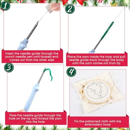 Yaomiao 6 Pcs Christmas Punch Needle Coaster Kit, Easy DIY for Beginners - Image 3