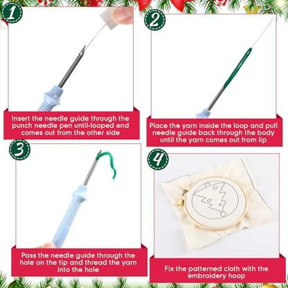 Yaomiao 6 Pcs Christmas Punch Needle Coaster Kit, Easy DIY for Beginners - Image 3