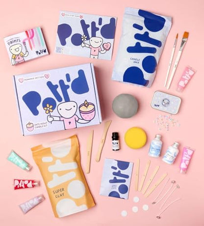 Pott'd Date Night Candle Kit – Romantic DIY Craft Kit for Couples. Includes Air-Dry Clay, Candle Wax, Paints, Tools, Fragrance Oil & Beads – Perfect for Valentine's Day, Anniversaries, or Date Nights - Image 3