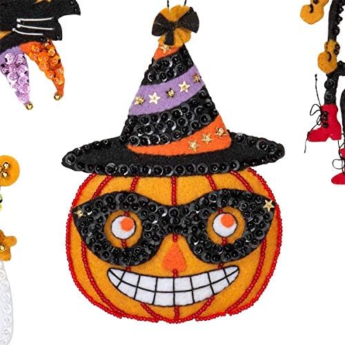 Bucilla 89276E Felt Applique Ornament Kit, Vintage Halloween, Set of 6 - Image 5