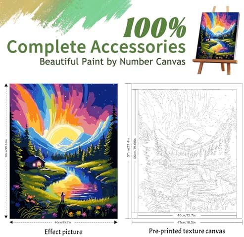 ZTOTZ Paint by Numbers Kit for Adults,Aurora Borealis Painting by Numbers16x20 Canvas,Landscape Paint by Number Kits for Home Decor - Image 2
