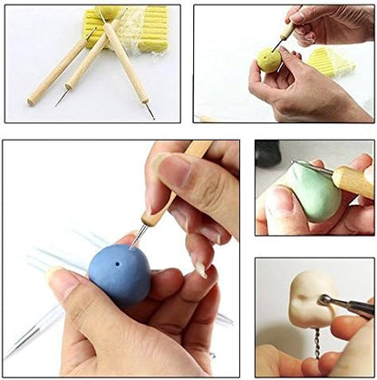 COMIART 5-Piece Dual-Ended Ball Stylus Tool Set - Wooden Handle with Stainless Steel Tips for Clay Sculpting, Embossing, Nail Art, Mandala Rock Painting & Pattern Tracing - Image 7