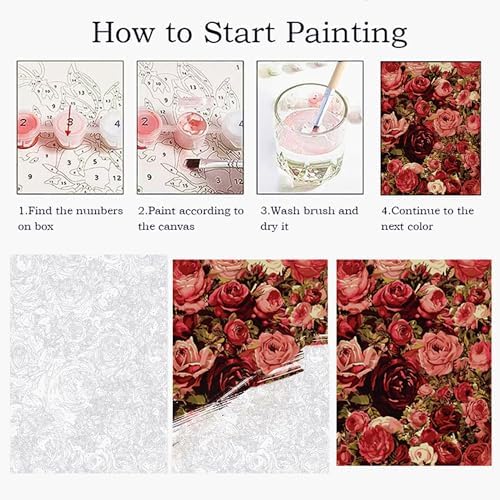 ZRIZQ Flowers Paint by Numbers Kit for Adults Beginner,Roses,16x20 - Image 5
