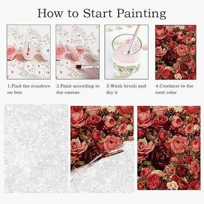 ZRIZQ Flowers Paint by Numbers Kit for Adults Beginner,Roses,16x20 - Image 5