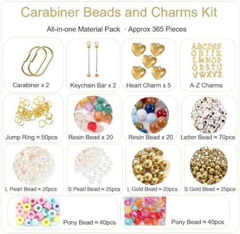 Carabiner Bead and Bag Charm Kit Large Hole Beads for Carabiner - Image 2