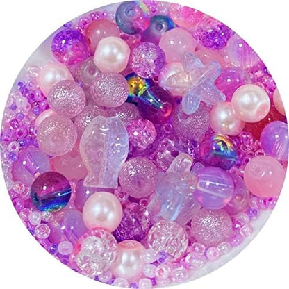 Assorted Glass Resin Beads Multi Size Colors Smooth Cracked Gravel Millet Spacer Beads for Bracelets Necklace Earring DIY Jewelry Making Craft(Sakura Pink Series) by ChooseBeadsChooseHonkoolly