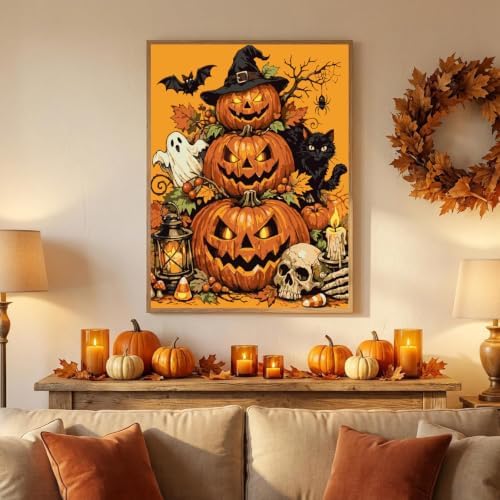Halloween Paint by Numbers Kit for Adults-Pumpkin,with Frame 10x12In - Image 2