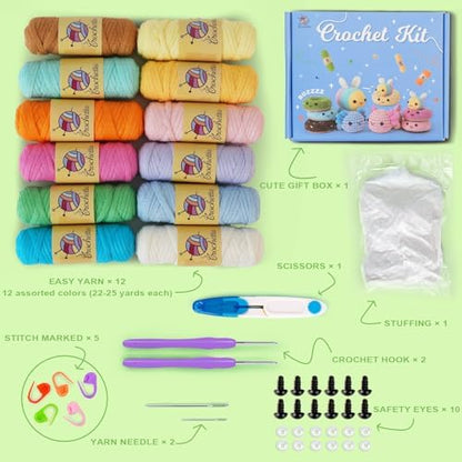 Crochetta Crochet Kit for Beginners, Crochet Kits with Step-by-Step Video Tutorials, Learn to Crochet Animal Kit for Adults Kids, DIY Craft Knitting Supplies, Monkey Amigurumi Gift(40%+ Yarn) - Image 7
