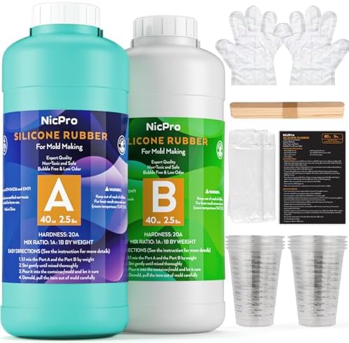 Nicpro 80oz Silicone Mold Making Kit 20A, Platinum Liquid Silicones Rubber by Nicpro