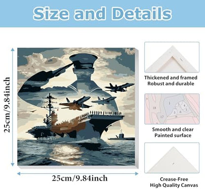 Navy Paint by Numbers Kit for Adults Beginner, Paint by Numbers 10x10 Inch - Image 3