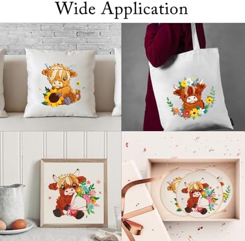 Nuberlic 3 Pack Embroidery Kit for Beginners, Highland Cow Embroidery Kits - Image 3