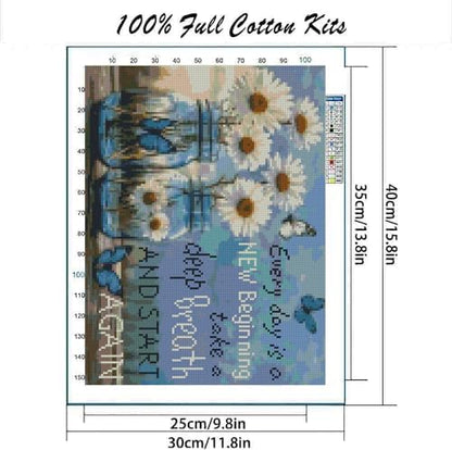 Flower Stamped Cross Stitch Kits Cross Stitch Patterns，Dimensions Cross Stitch Kits Embroidery Kit Arts and Crafts for Beginners 15.7x11.8 inch - Image 2
