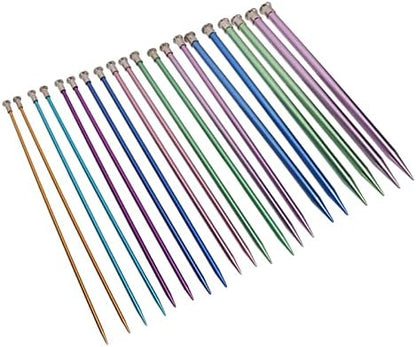 Aluminum Knitting Needles Set, 25cm, Colored Metal, Single Pointed, 10 Pairs, 20 Pieces, 10in, for Scarves Hats Sweaters by Aqur2020