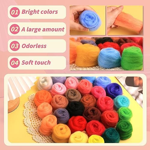 JUPEAN 221 Pcs Needle Felting Kits for Beginners Adults Wool Felting Kit - Image 6