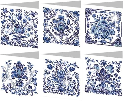 jinglinhh 6pcs Diamond Art Painting Porcelain Greeting Cards with Envelopes, DIY Card Making Kits for Adults, Diamond Art Postcards Christmas Cards Craft Gifts by Unknown