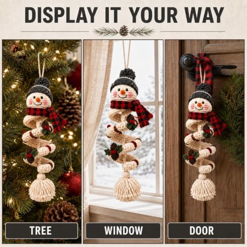 Crochet Snowman Spiral Ornament DIY Kit, Christmas Craft for Adults - Image 6