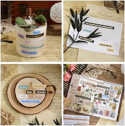 2500+ Pcs Word Stickers for Journaling, 50 Sheets Quote Sticker Gold Foil Art Scrapbook Supplies for Junk Journal, Scrapbooking Supplies for Bullet Journal Craft Small Talk Stickers for DIY Gift Card - Image 3