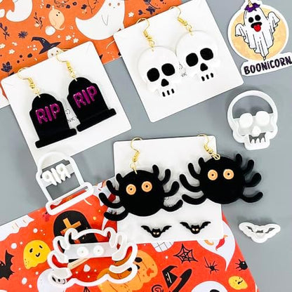 Xaekicr Halloween Polymer Clay Cutters Set – 8Pcs Clay Earring Cutters for Polymer Clay Jewelry, Ghost Bat Skull Pumpkin Shapes Clay Tools and Molds for DIY Crafts - Image 5